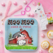 名モーモー前が2つの子供の誕生日パーティー ペーパープレート (パーティー)