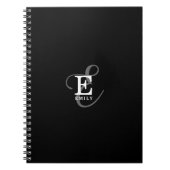 名ユニークスタイリッシュ前とモノグラムタイポグラフィブラック ノートブック (正面)