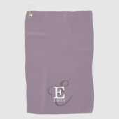 名ユニークスタイリッシュ前とモノグラムタイポグラフィ紫 ゴルフタオル (正面)