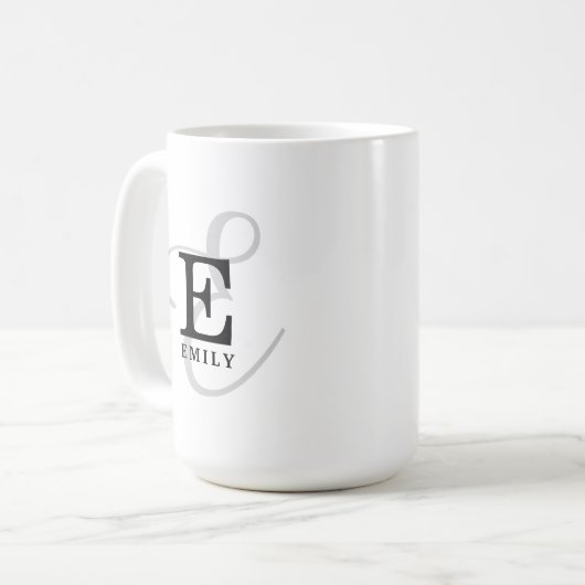 名ユニークスタイリッシュ前とモノグラムタイポグラフィ コーヒーマグカップ (正面左)