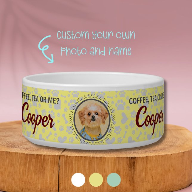 名ユニーク前と写食べ物を与え真を添えた陶製ペット皿 ボウル (Now Your Dog May have Their Unique Bowl With Custom Photo and Name)
