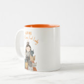 名予測できな熱狂する前の猫の女おもしろい性 ツートーンマグカップ (正面左)