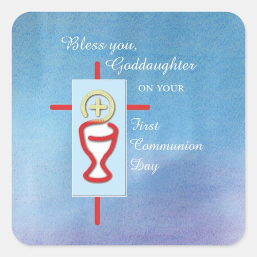 名付け子さん 初聖体拝領 ターコイズブルー スクエアシール (正面)