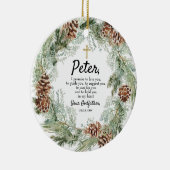 名付け子に約パーソナライズされた束する少年の神父 セラミックオーナメント (右)