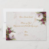 名付け親のご提案 バーガンディー ピオニー 花のマーブル カード (裏面)