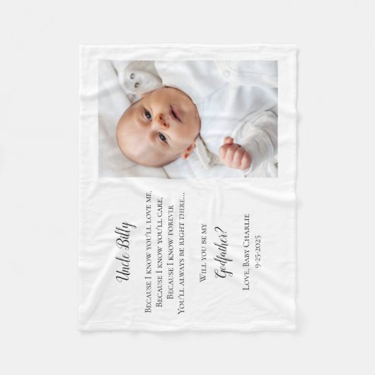 名付け親の提案用写真招待状 フリースブランケット (正面)