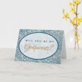 名付け親の申し入れ ブルー フローラル モリス パターン カード (黄色い花)