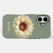 名入れひまわりデザインのセージグリーン携帯ケース Case-Mate iPhoneケース (裏面 (横))