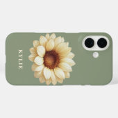 名入れひまわりデザインのセージグリーン スマホケース Case-Mate iPhoneケース (裏面 (横))