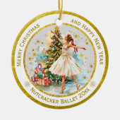 名入れナッツクラッカー バレエ クリスマス - ギフト セラミックオーナメント (正面)