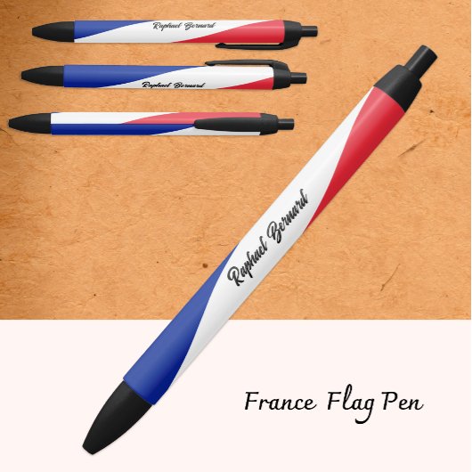 名入れフランスペン, フランス国旗, フランス 黒ボールペン