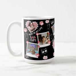 名入れ可能なペット+猫の写真+顔のコラージュマグカップ コーヒーマグカップ
