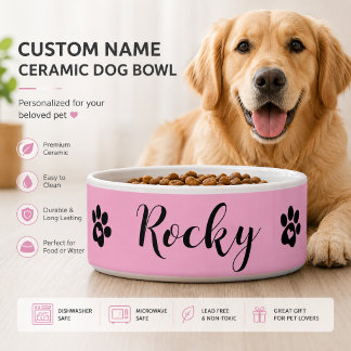 名入れ可能セラミック製犬用食器 - オーダーメイドペット食器 ボウル
