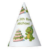 名入れ恐竜5歳の誕生日ペーパーハット パーティーハット (正面)