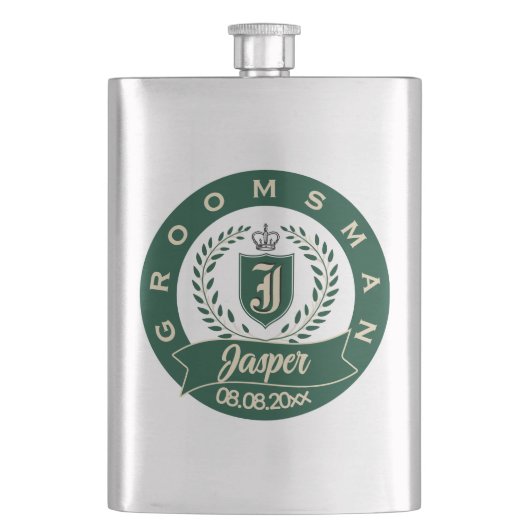 名入れ新郎仲人 結婚記念日 ヘラルド フラスク (正面)