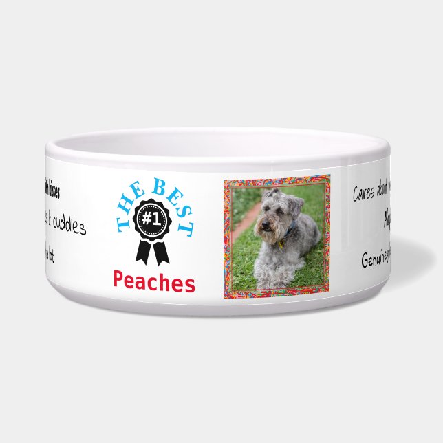 名入れ犬用食器 - リボン- HAMbWG ボウル (正面)