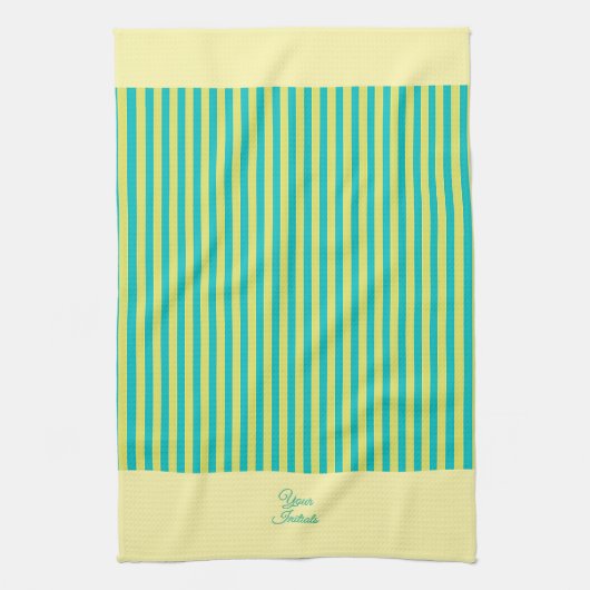 名入れ ウェディングギフト イエロー ストライプ イエロー キッチンタオル (縦)