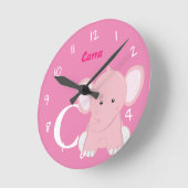 名入れ ベビー パステルピンク 丸型 時計 (傾斜)