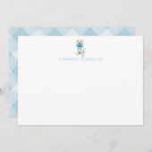 名入れ 白ラボ ギンガム 赤ちゃん 男の子 ステーショナリー ノートカード (正面/裏面)