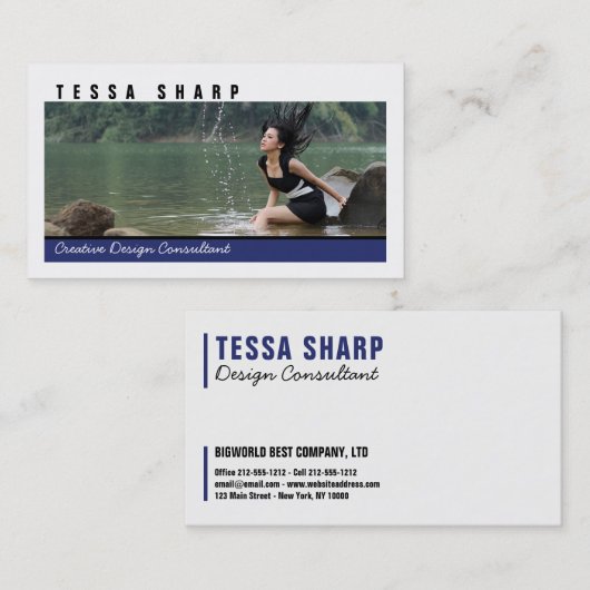 名刺あなたの写真のカスタムテンプレートプレーン 名刺 (正面/裏面)