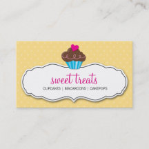 名刺かわいいはっきりしたカップケーキバターイエローピンク