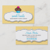 名刺かわいいカップケはっきりしたーキレモンイエローアクア 名刺 (正面/裏面)