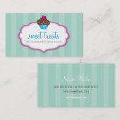 名刺かわいいカップケーキはっきりしたピンクのミントグリーン 名刺 (正面/裏面)