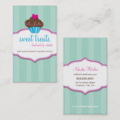 名刺かわいいカップケーキはっきりしたピンクのミントグリーン 名刺 (正面/裏面)