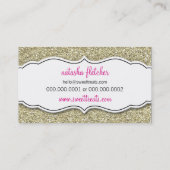 名刺かわいいカップケーキはっきりしたピンク金ゴールドグリッター 名刺 (裏面)