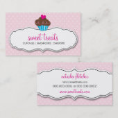 名刺かわいいカップケーキパステルはっきりしたピンク 名刺 (正面/裏面)
