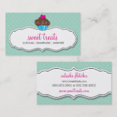 名刺かわいいカップケーキパステルはっきりしたミントピンク 名刺 (正面/裏面)