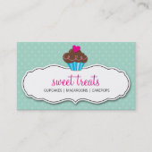 名刺かわいいカップケーキパステルはっきりしたミントピンク 名刺 (正面)