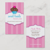 名刺かわいいカップケーキピンクはっきりした色 名刺 (正面/裏面)