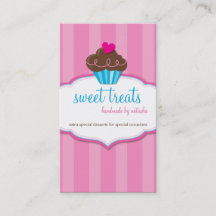 名刺かわいいカップケーキピンクはっきりした色