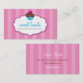 名刺かわいいカップケーキピンクはっきりした色 名刺 (正面/裏面)