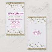 名刺かわいいスタイリッシュ紙吹雪金ゴールドグリッター 名刺 (正面/裏面)