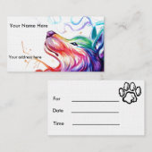 名刺かアポイントメントカードの水彩画犬 予約カード (正面/裏面)