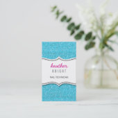 名刺きらびやかなグリッターキラキラ金ゴールドブルー 名刺 (スタンド正面)