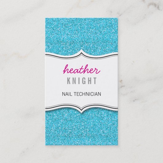 名刺きらびやかなグリッターキラキラ金ゴールドブルー 名刺 (正面)