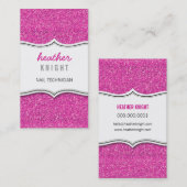 名刺きらびやかなグリッターキラキラ金ゴールドホットピンク 名刺 (正面/裏面)