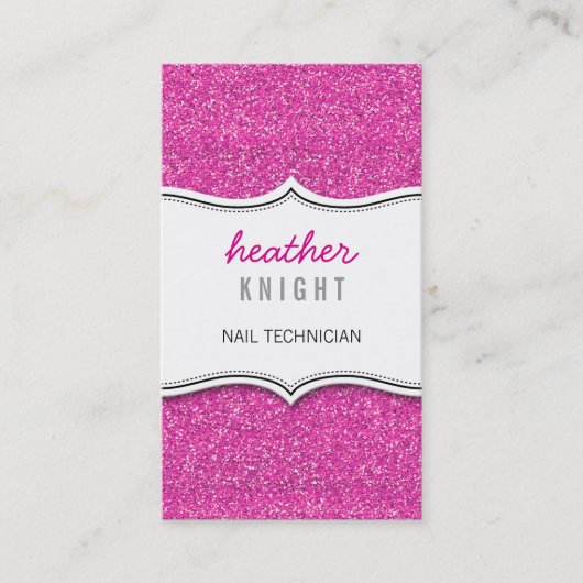 名刺きらびやかなグリッターキラキラ金ゴールドホットピンク 名刺 (正面)
