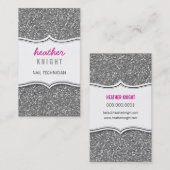 名刺きらびやかなグリッタースパークルシルバーピンク 名刺 (正面/裏面)
