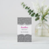 名刺きらびやかなグリッタースパークルシルバーピンク 名刺 (スタンド正面)