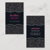 名刺きらびやかなグリッタースパークルブラックピンク 名刺 (正面/裏面)