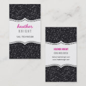 名刺きらびやかなグリッタースパークルブラックピンク 名刺 (正面/裏面)
