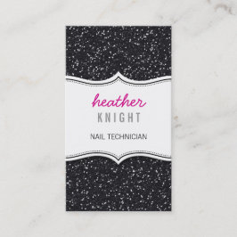 名刺きらびやかなグリッタースパークルブラックピンク 名刺