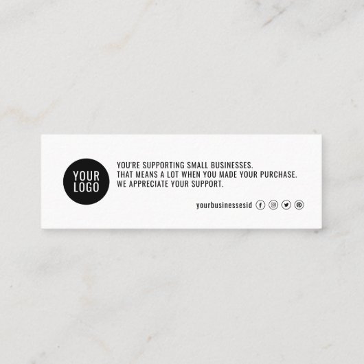 名刺ご注文のミニマリスト、ありがとうございます スキニー名刺 (裏面)