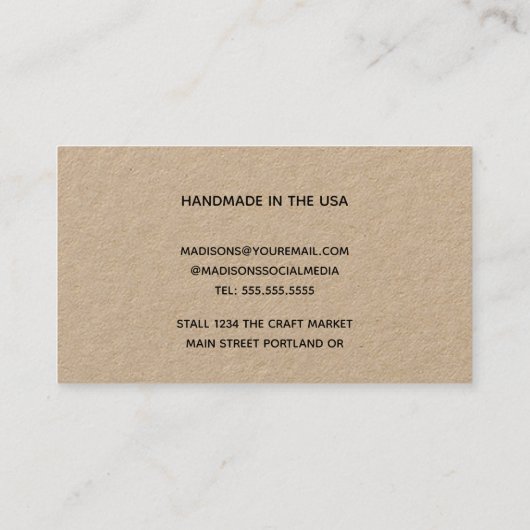 名刺で作った手付きクラフト紙 名刺 (裏面)