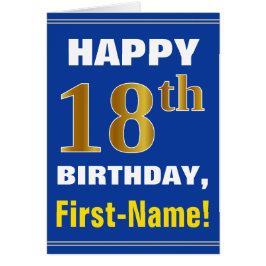 名刺とのはっきりしたで、青く、フェイクな金ゴールドの第18誕生日