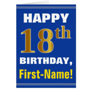 名刺とのはっきりしたで、青く、フェイクな金ゴールドの第18誕生日